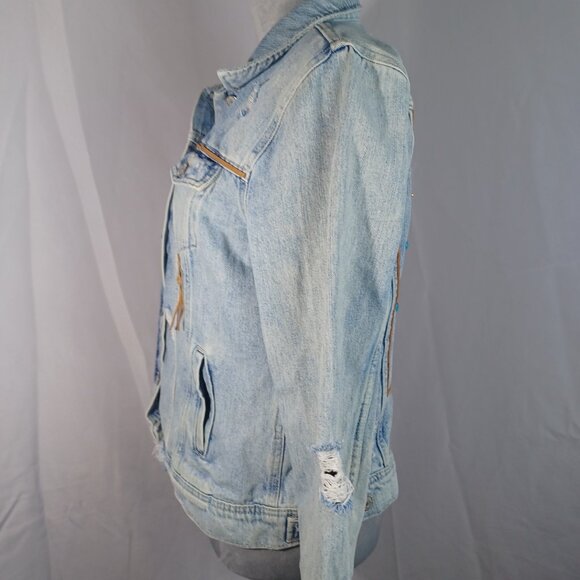 Embellished Denim Jacket Upcycled Jean Jacket Cowgirl Trucker - Picture 4 of 7